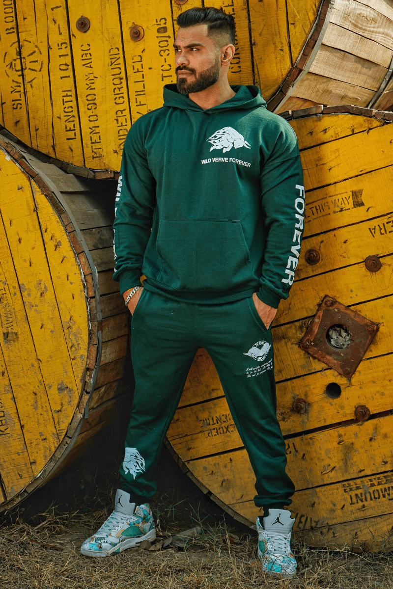 Wild Verve Forever Fiery Bull Streetwear Green Coord - THEWILDVERVE