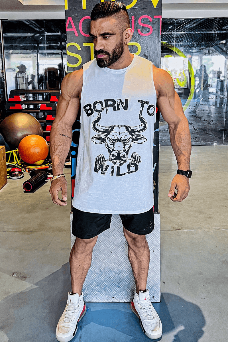 Born To Wild Bull Tank (White) - THEWILDVERVE
