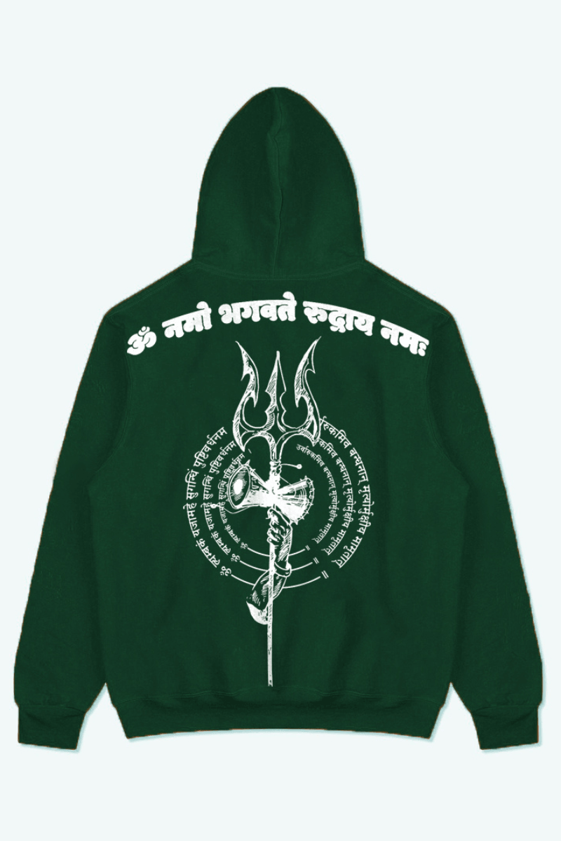 LORD SHIVA IMMORTAL OVERSIZED HOODIE (MILITARY GREEN) - THEWILDVERVE