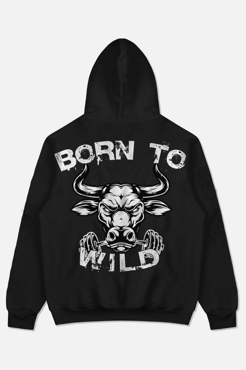 Born To Wild Bull Oversized Hoodie (BLACK) - THEWILDVERVE
