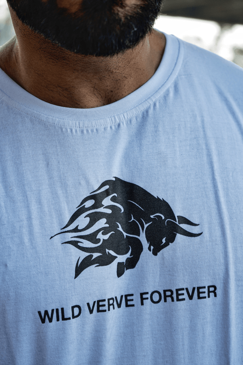 Wild Verve Forever Fiery Bull Oversized T-shirt (White) - THEWILDVERVE
