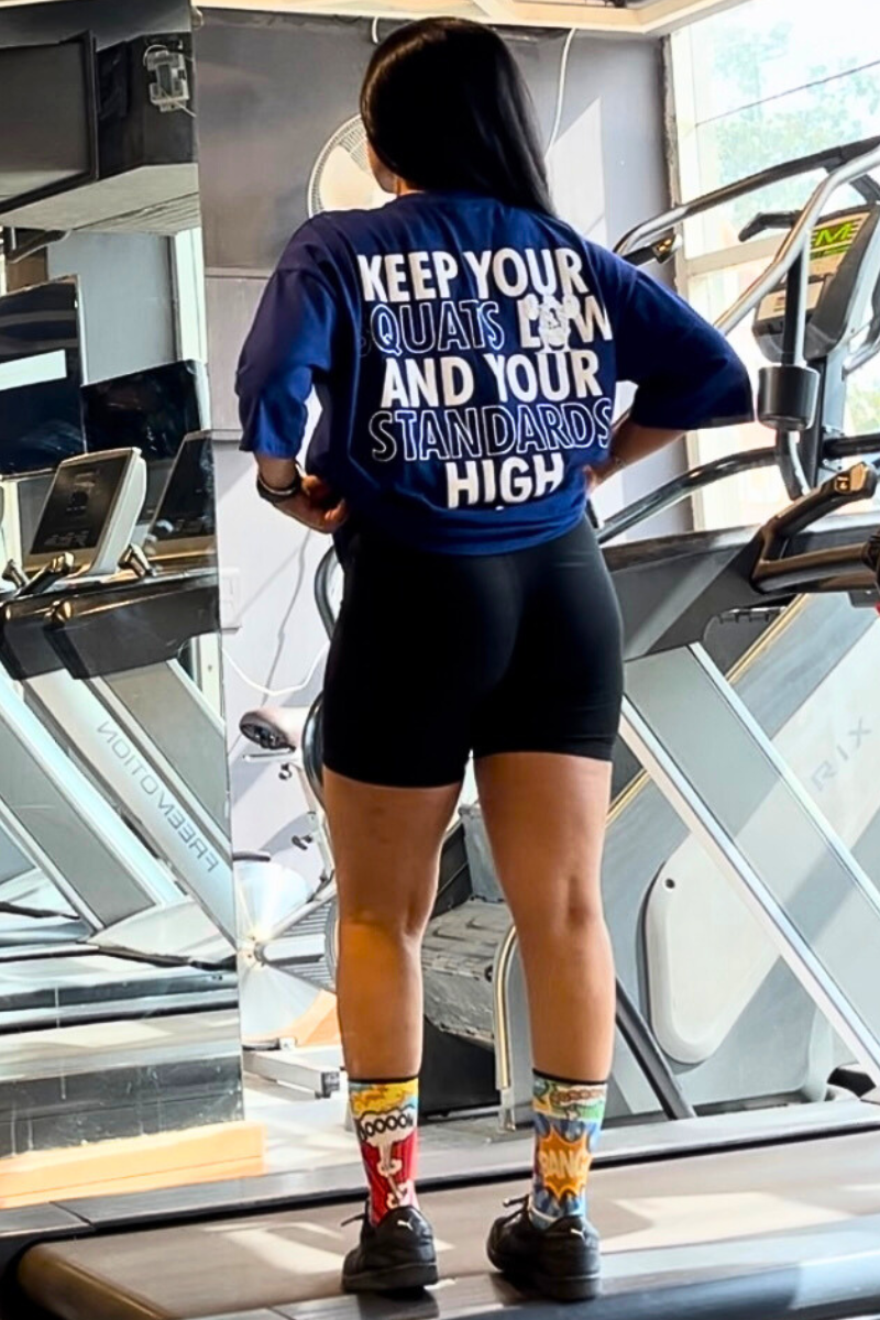 Keep Your SQUATS Low Oversized T-shirt (Royal Blue)